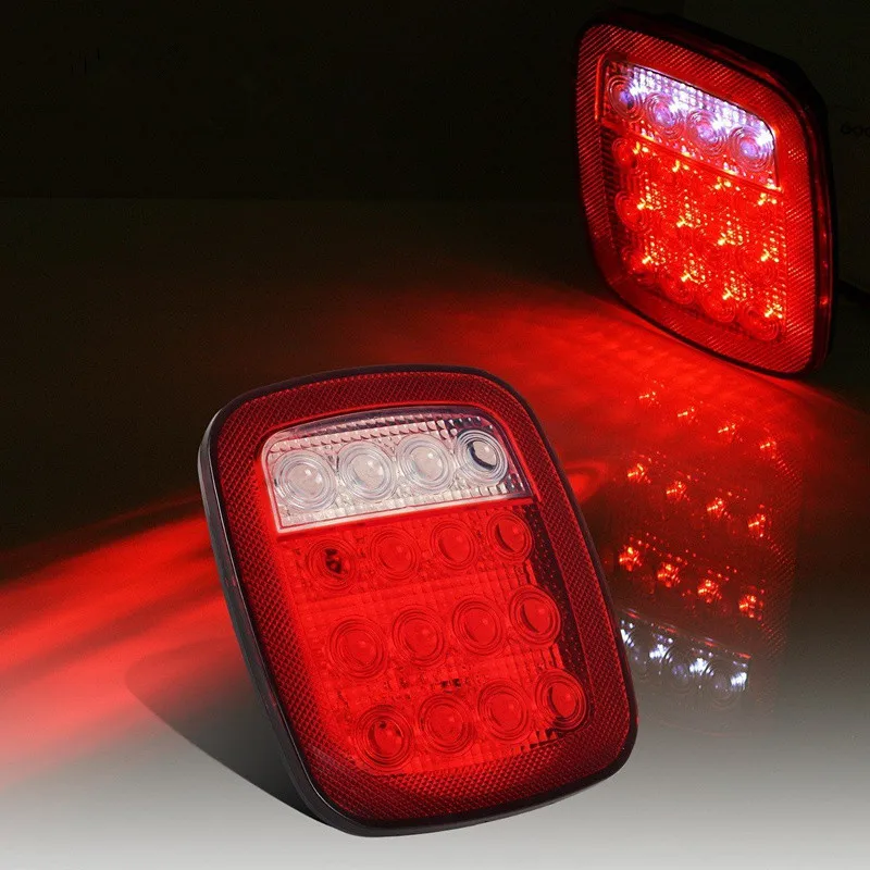 

2pcs Led Tail Lights For Jeep Wrangler TJ LED Car Rear Stop Turn Lamp Tail Reverse Light for truck universal led car lights, Red