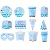 New Product Supplies Set Plates Napkins Cups Cake Boxes Elephay Shont Themed Blue Babwer Birthday Party Wholesale