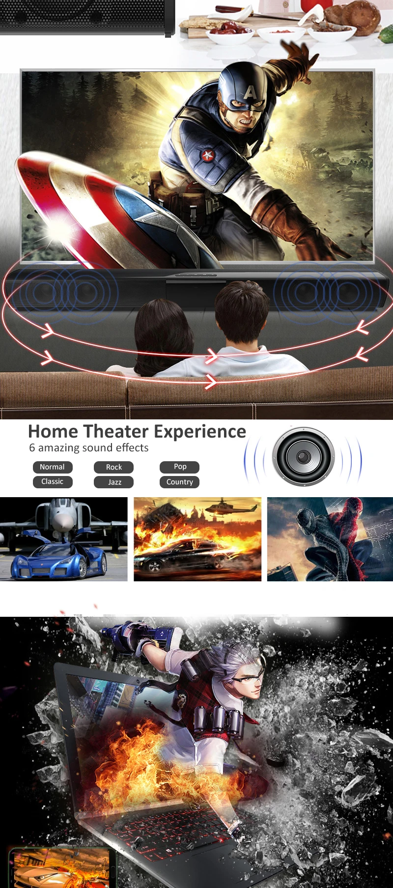 20w Top Rated Computer Wired And Wireless Bluetooth Audio Double Bass