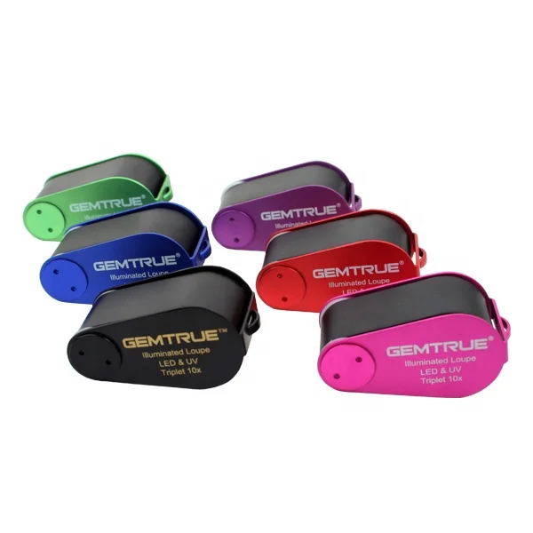 

International Quality Certified Jewelers Eye Loupe with LED Light Colourful Professional Diamond 10x Triplet Loupe DK09103-L