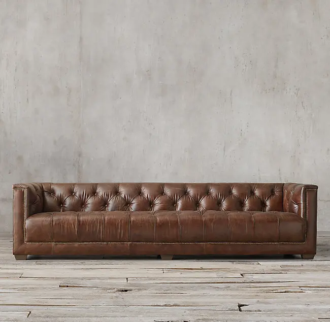 3 Seater Sofa In Vintage Brown Leather Italian Genuine 3 Seater Sofa In Vintage Brown Leather