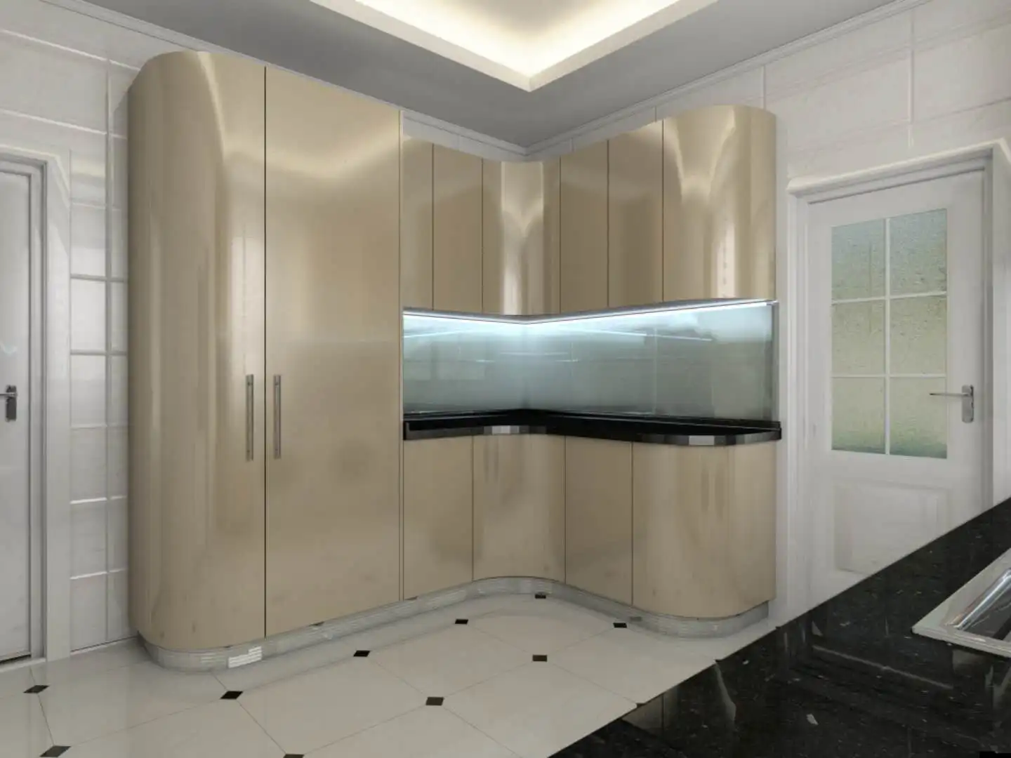 Popular Fashion Design High End European Rta Curved Kitchen