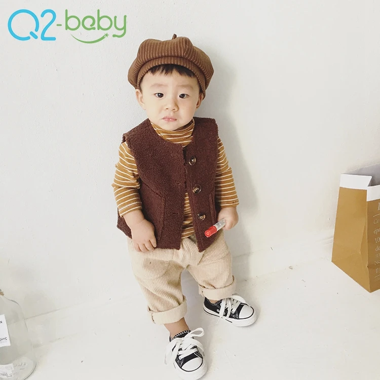 
Winter new products Fashion casual cashmere suede composite vest unisex baby vest 2270 