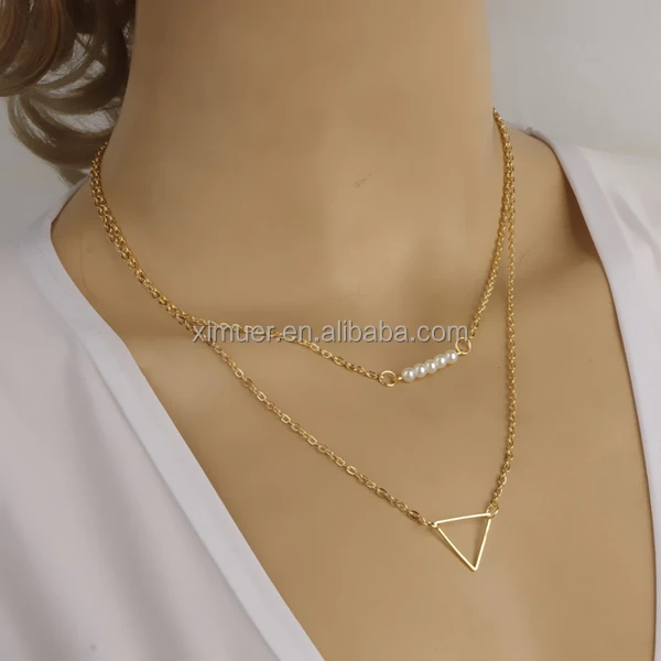 Simple Fashion Two Layer Gold Chain 