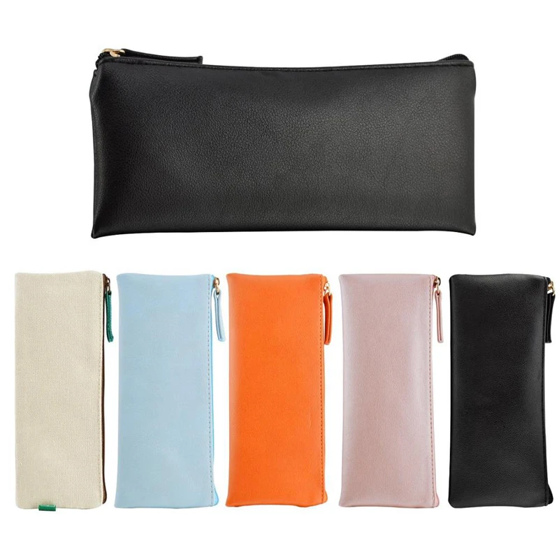 

Fashion custom private label solid color eco travel RPET satin make up pu leather bag cosmetic brush pouch, Customized color(blue,white ,black ,yellow ,green )