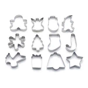 Image of Christmas Food Grade Stainless Steel Christmas Set Mould Heart Shape Cookie Cutters for Kids