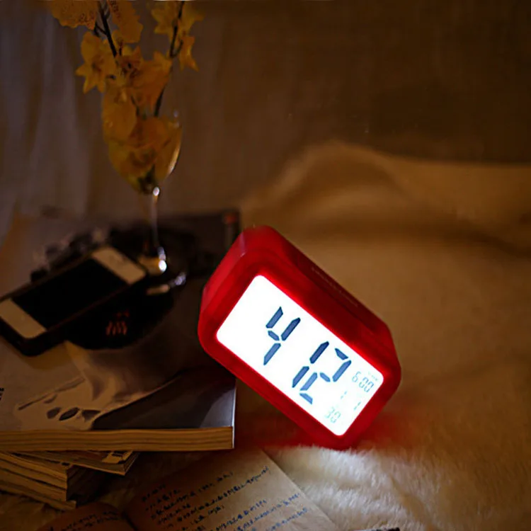 Large Lcd Display Digital Alarm Low Light Sensor Technology Soft Night