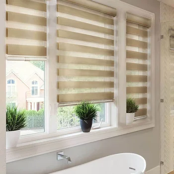 Day And Night Roller Blind Double-layer Roller Blind Translucent Or Blackout Curtain Roller Blind Easy To Install Zebra Roller Blind