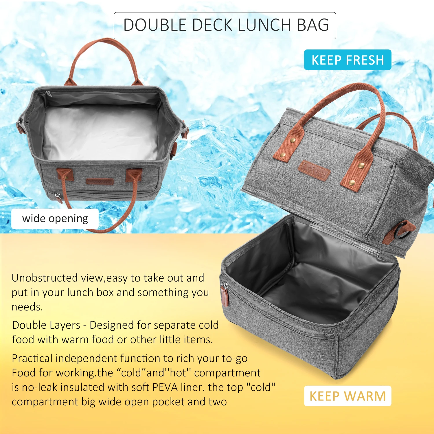 double decker insulated lunch bag