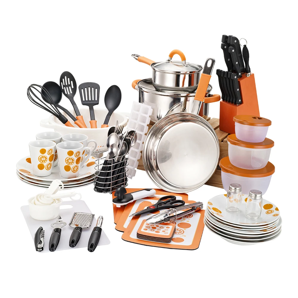 
90 Pieces Home Starter Set Combo Kitchenware and Cookware 