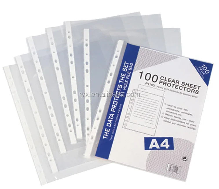 
wholesale 0.04 thickness 11 hole a4 clear waterproof document sheet protector for office stationery  (1999522640)