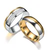 Fashion Jewelry Custom Stainless Steel Matching Wedding Commitment Gold Zircon Couple Engagement Ring