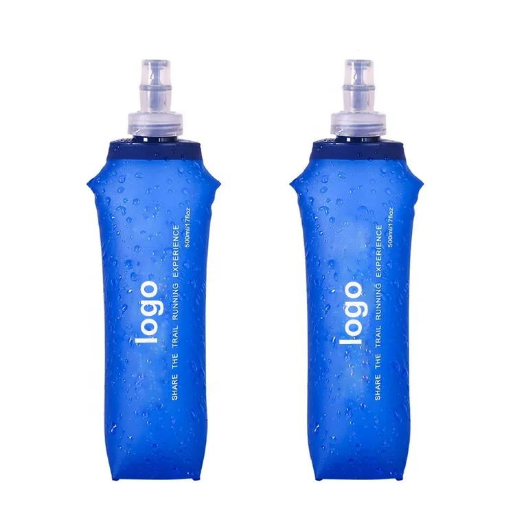 

In Stock Water Storage Collapsible BPA Free TPU 500ml Soft Flask Water Bottle For Hydration Pack Vest