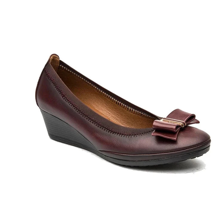 New Style Middle Age Classical Wedge Shoes Women With Removable Insole