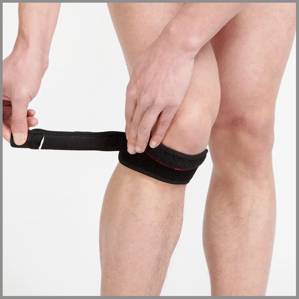 

Adjustable Patella Jumper's Knee Strap Support Knee Support Brace Pads Fit Running, Black