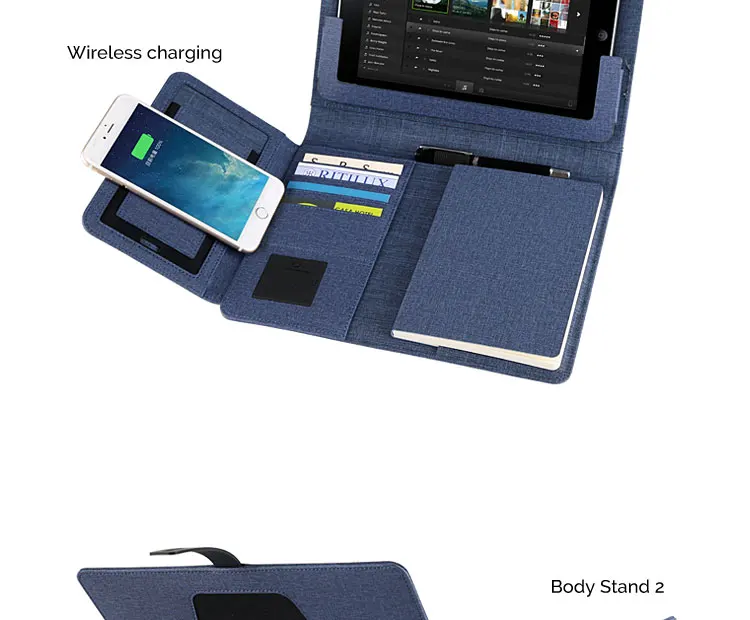 New Business B5 Superior Men Portfolio A5 With Tablet Holder And Power ...