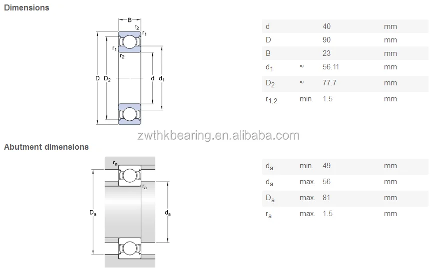 6308 Open Deep Groove Ball Bearing 63082rs 40x90x23mm Buy 6308