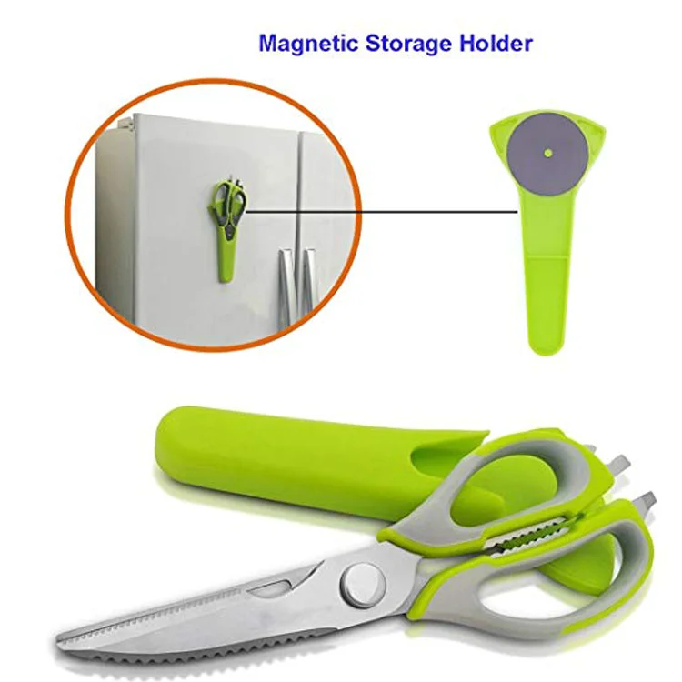 Multi-Functional Magnetic Protective Cover Kitchen Scissors Fridge Cut Food  Detachable Food Scissors - AliExpress