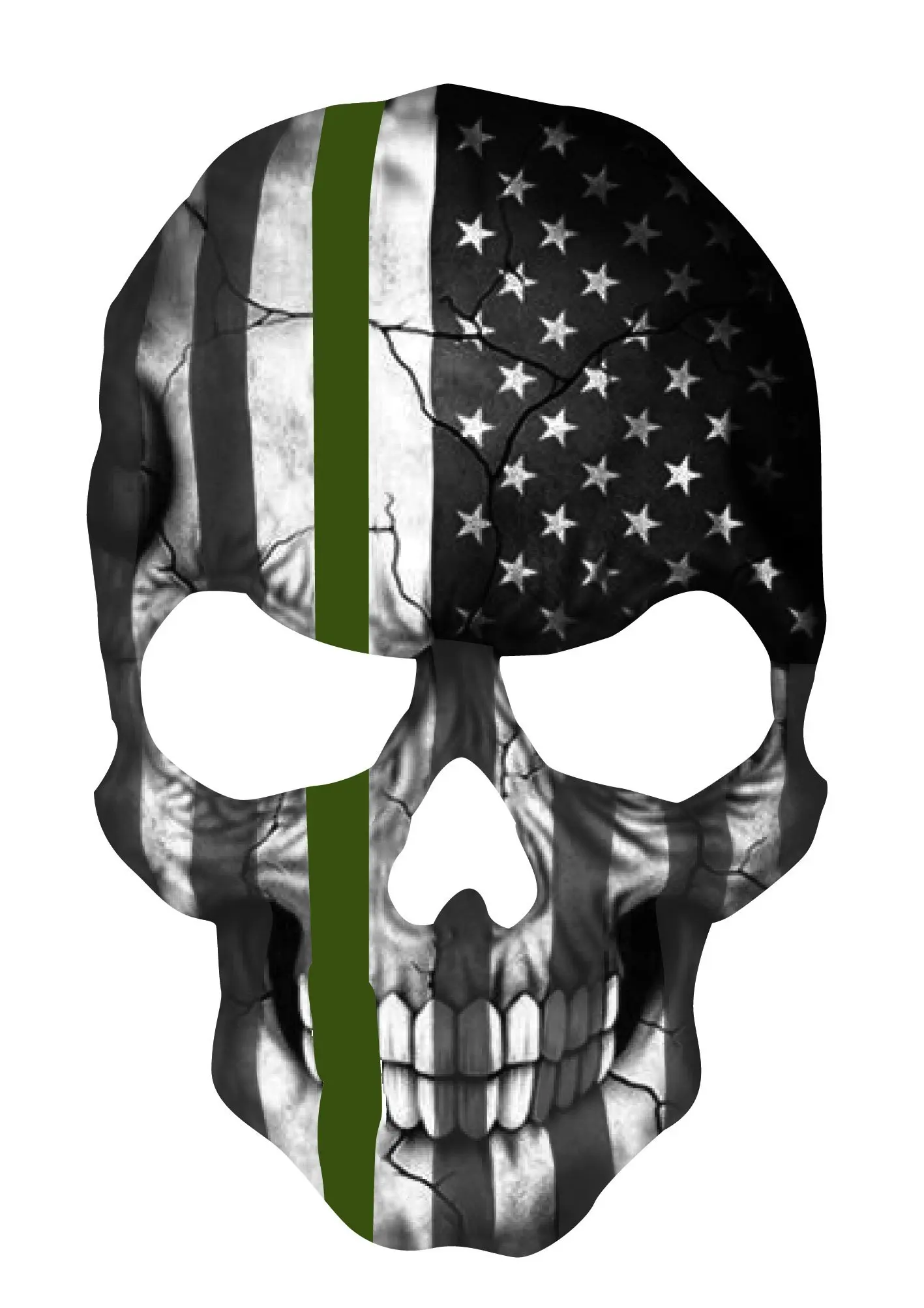Punisher Decal SKULL 8" inch Reflective Decal Sticker Black and Gray