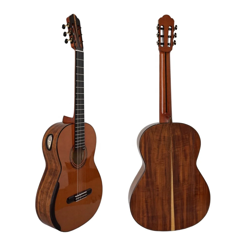 

Free shipping Professional Nomex Double Cedar Top Koa Body Concert all solid handmade Classical Guitar with fiberglass case, Nature