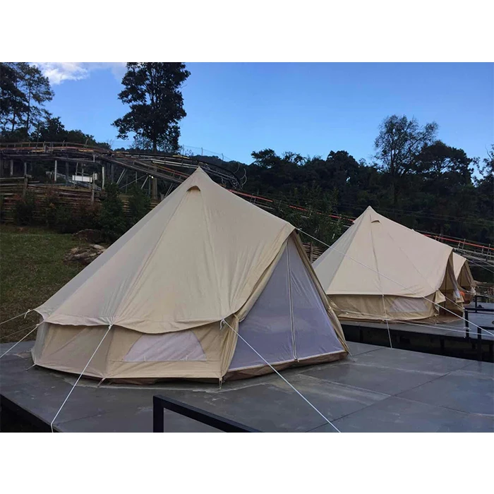 

SUNWAY Waterproof Cotton Canvas Family Camping Bell Tent Indian Tent, As picture or customized