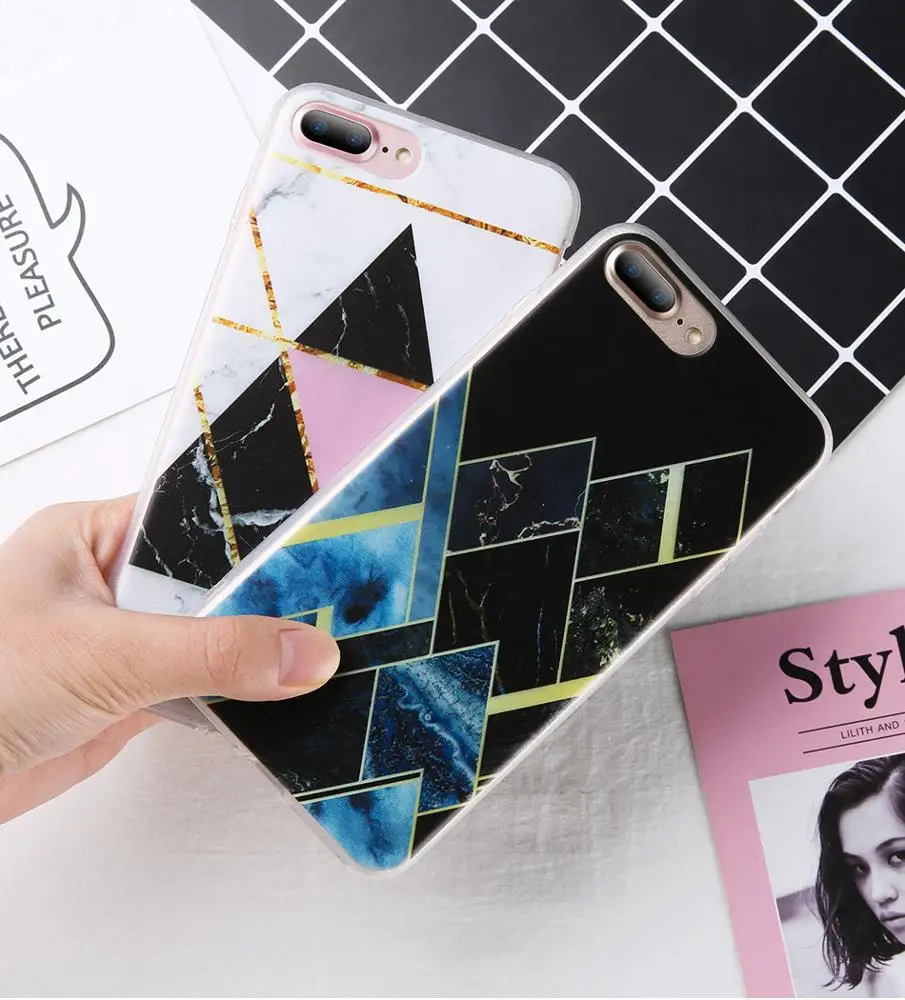 

Soft Silicone Case For iPhone X XS Max Xr Luxury Geometric Matte Marble Case For iPhone 6 6S 7 8 Plus SE Fundas
