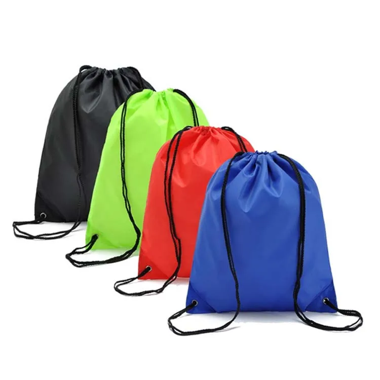 

Wholesale Retractable 210D Polyester Drawstring Bag Solid String Backpack, Black, blue, red, green, yellow