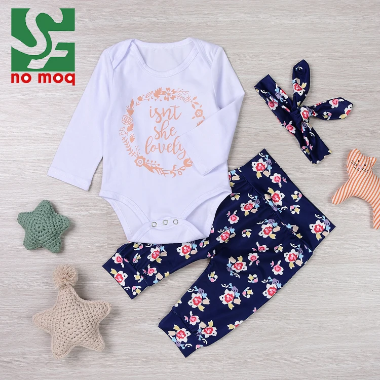 

Newest long sleeve 100% cotton clothes newborn baby romper set, Customized