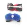 Hair decoration accessories with mink fur bow and jewel hair grip back hair clip