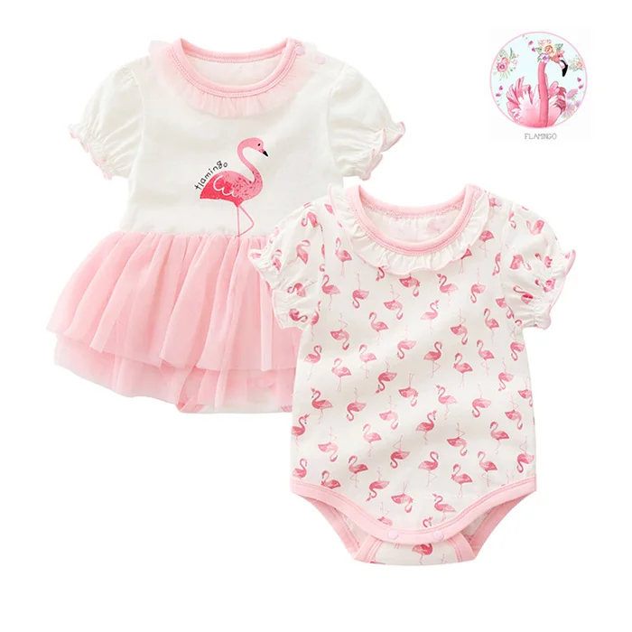 

Hot sale Amazon baby girl dress summer princess infant romper 100%cotton baby clothes, Pink/white