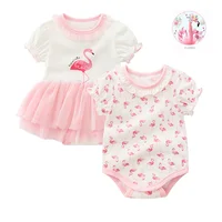 

Hot sale Amazon baby girl dress summer princess infant romper 100%cotton baby clothes