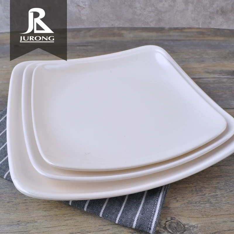 

High quality cheap square white melamine plates bulk dinner plates for wholesale, White, can produce according to client's request