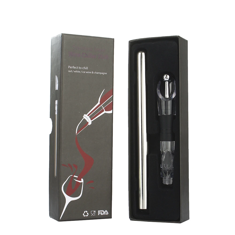 

Hot sale 304 stainless steel cooling chiller rod wine bottle cooler wine chiller stick, Silver