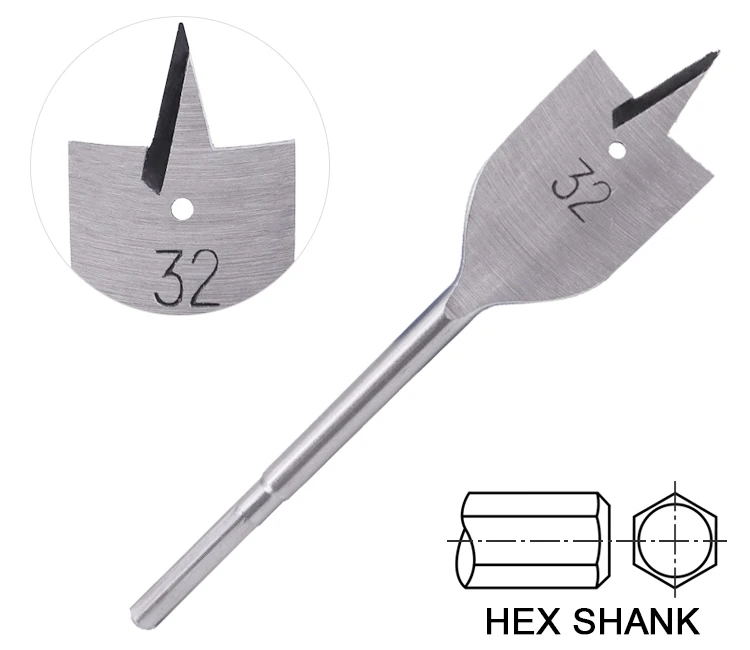 Hex Shank Centre Point Spade Flat Wood Drill Bit for Wood Clean and Fast Drilling