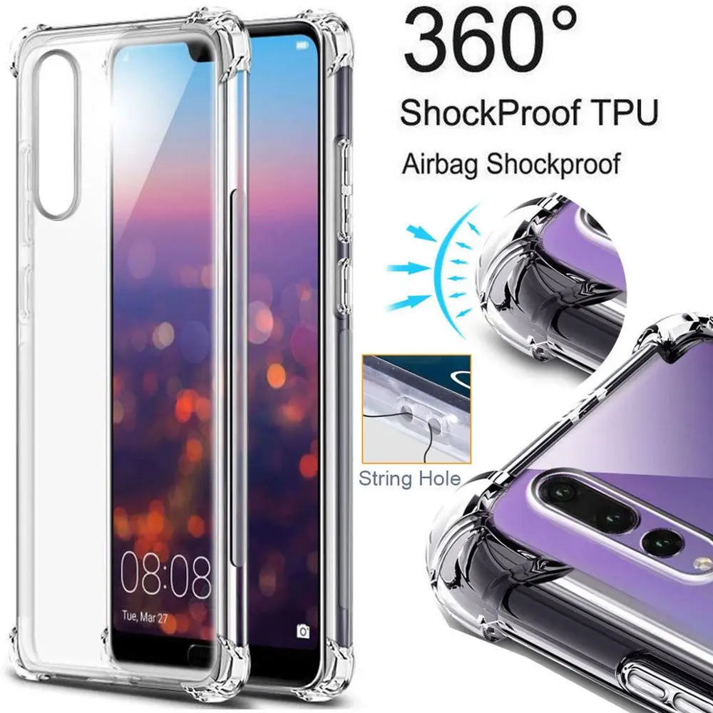 
360 degree Shockproof Soft Silicone TPU Clear transparent Cases Cover For Huawei P20 pro /lite 