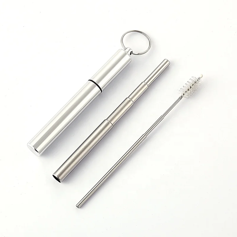 
Collapsible Metal Reusable Portable Stainless Steel Straws with Box 