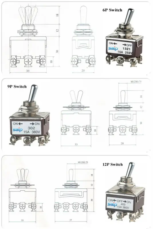 chrome dpdt toggle on-on switches