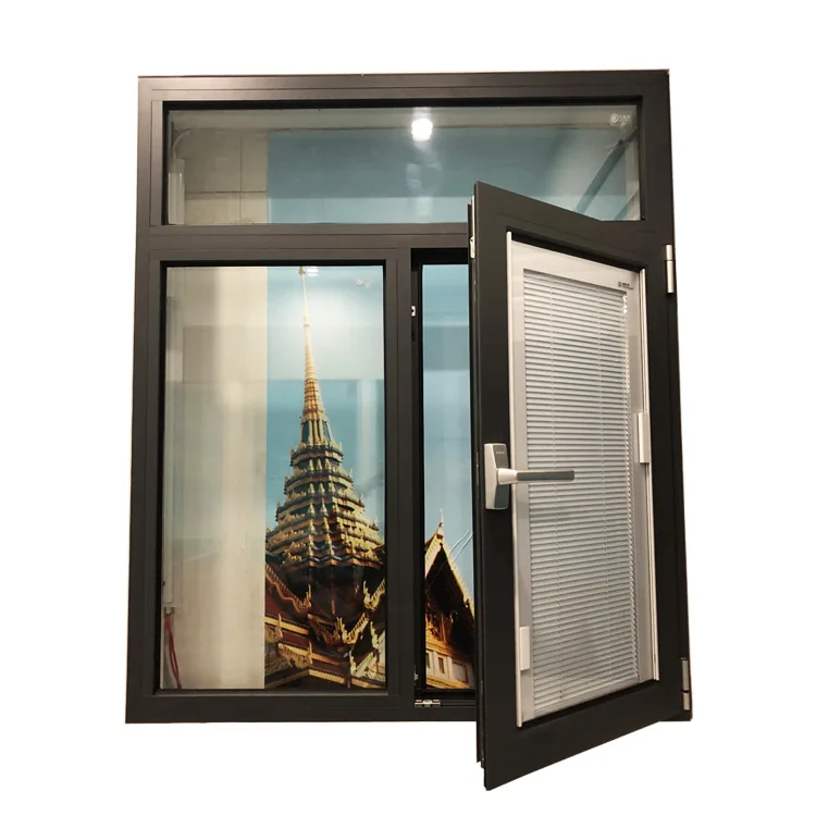 1.5mm thick aluminum alloy frame swing opening casement window with burglar proof designs