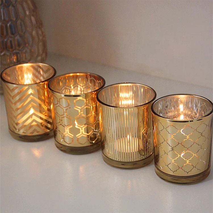 Gold Mercury Glass Candle Holders Gold Tealight Holder Glass Votive ...