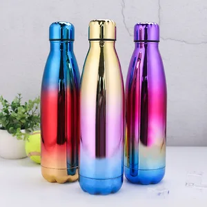 Image of Popular sports plating gradient 304 stainless steel creative cola bottle vacuum water bottle thermos