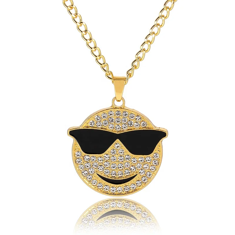 

HipHop Bling Rhinestone Pendants Necklace Gold Long Cuba Chain Necklace Jewelry For Woman Men, Gold color