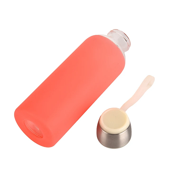 ODM OEM Amazon hot sale custom logo BPA free leakproof glass water bottle with silicone sleeve