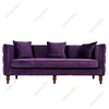 Italian design living room funiture 3 person velvet button tufted upholstered recliner sofa set