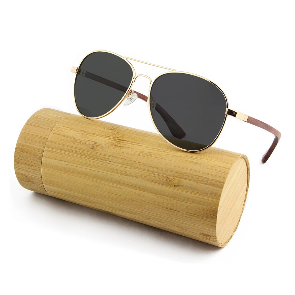 

Premium Modern Wooden Sunglasses Cherry Red Laser Engraved Logo Metal Frame Wood Temples Sunglasses