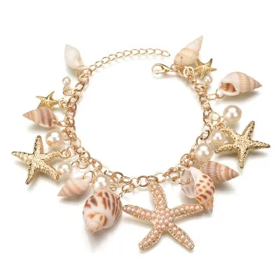 

Shangjie Fashion Seashell Starfish Faux Pearl Collar Bib Statement Chunky Necklace, Shell necklaces for women
