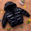 Infant baby winter cotton-padded jacket thicken hooded solid coat boys girls unisex kids outerwear short down coat