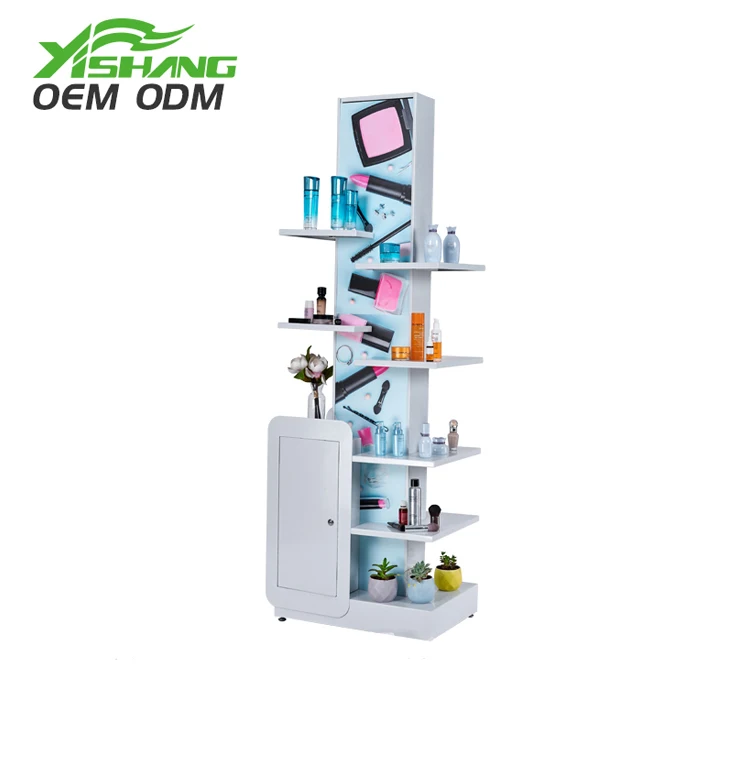 Customized Supermarket Multistorey Floor Cosmetic Makeup Display Rack