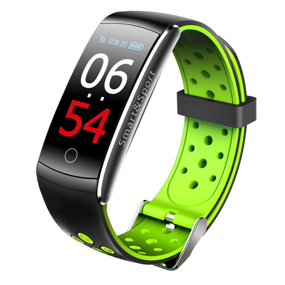 

2018 The latest ip68 waterproof blood pressure oxygen heart rate monitoring swimming Q8S smart bracelet watch, Red;green;blue