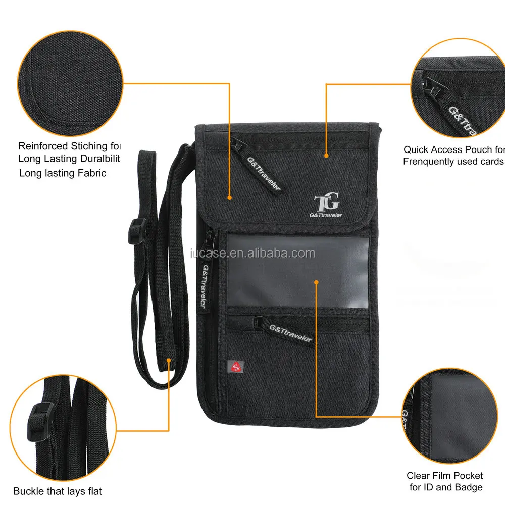 Rfid Blocking Nylon Airport Id And Ticket Wallet With Lanyard Buy