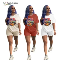 

*GC-432373 2020 new arrivals wholesale sexy casual print t shirt Good quality and shorts outfits two piece set women clothing